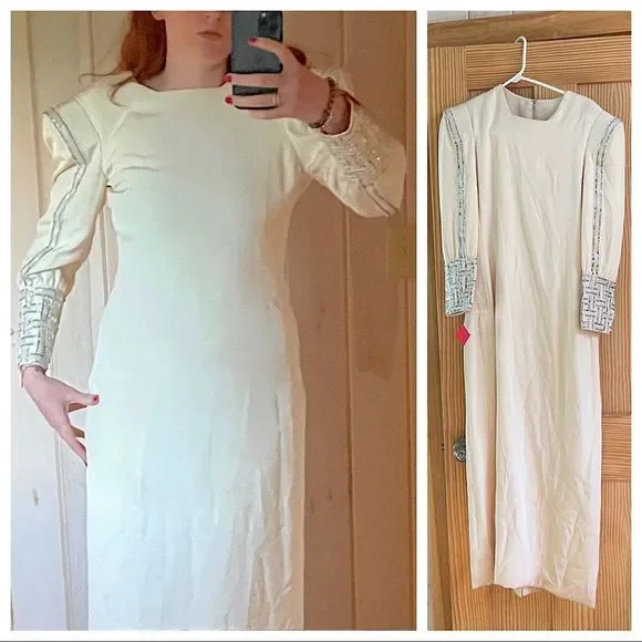 Carolina Herrera | Dresses | Carolina Herrera Vintage Beaded Gown Long  Sleeved | Poshmark